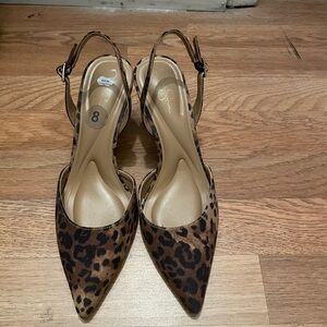 Jessica Simpson Leopard Print Slingback Heels